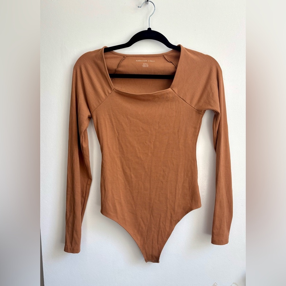American Eagle Tan Ribbed Bodysuit